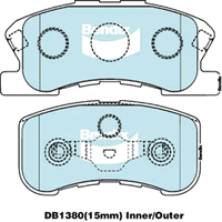 Brake Disc Pad Set  Bendix DB1380 GCT For DAIHATSU SIRION M100 1L M101 1.3L