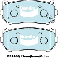 Brake Disc Pad Set  Bendix DB1466 GCT For KIA CARENS CREDOS MENTOR SPECTRA