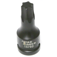 T60 1/2" Drive Torx-r Impact Sockets 60mm Length T&E Tools 15760