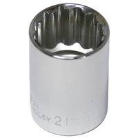 21mm x 1/2" Drive Standard Socket (12 Point) T&E Tools 54321