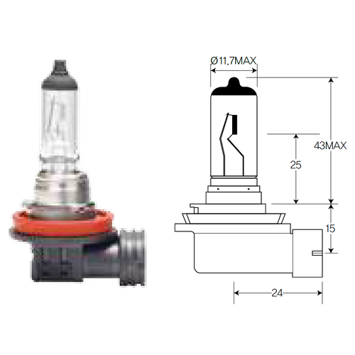 Globe H8 Headlamp 12V 35W ACH8 AcDelco For Subaru Outback BS,BS9 Wagon AWD 2.5LTP - FB25