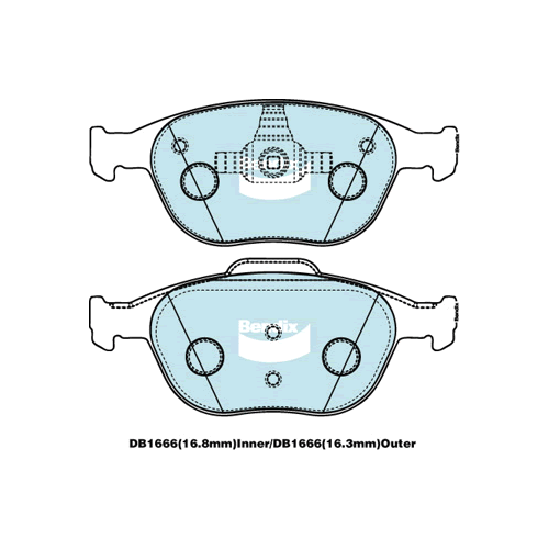 Brake Disc Pad Set  Bendix DB1666 GCT For FORD FIESTA WP WQ 2L