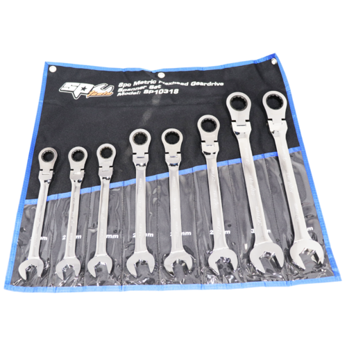 SP Tools Spanner Set Fiexhead Gear Drive Metric 8 PieceP10318