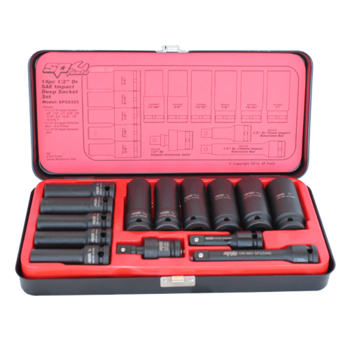 SP Tools Socket Set Impact 1/2 Drive Deep 6 Point 14 PieceAE SP20325 