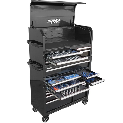 Roller Cabinet & Tool Kit 323pc Sumo Series Power Hutch Metric/SAE Black/Chrome Handles