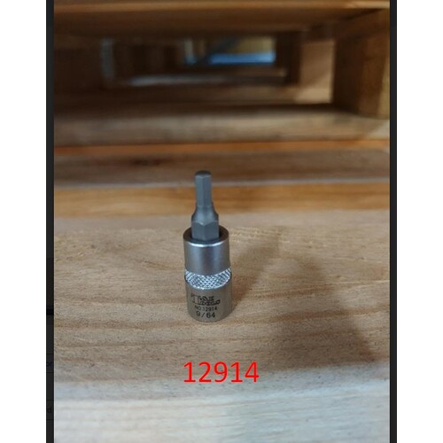 9/64" x 1/4"Dr. In-Hex Socket 35mm L T&E Tools 12914