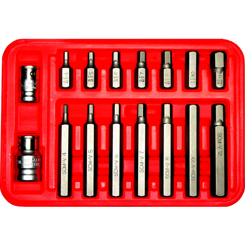 16 Piece Metric In-Hex Bits (5/16" Hex Short & Long) T&E Tools 91133