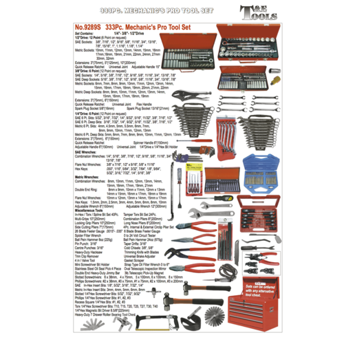 No.9289S - 333 Piece Mechanic's Pro Tool Set